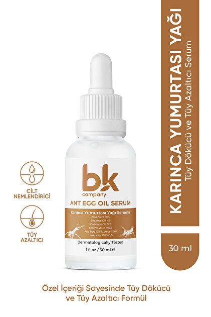 BK COMPANY Karınca Yumurtası Yağı – Tüy Azaltıcı Ve Tüy Dökücü Doğal Serum 30 ml