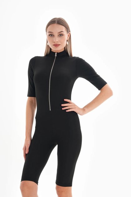 Kısa Kollu Fermuarlı Kadın Body Tulum Günlük / Günlük Giyim / Spor
