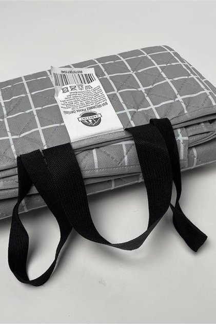 Kendinden Çantalı Kapitone Piknik Örtüsü 125x150 Cm Su Geçirmez Oduncu Desen