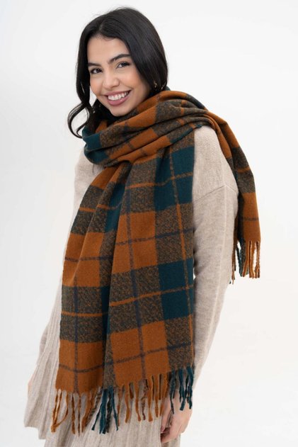 ADELA ÇİZGİ KARE DESEN YÜN-AKRİLİK KARIŞIM DESENLİ ATKI