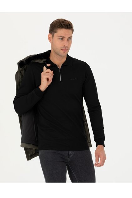 Regular Fit Polo Collar Zipper Sweatshirt