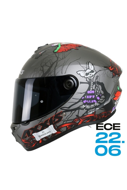 パイラナイト Axxis Axxıs Draken S Horrorland A2 Motosiklet Kask XL (Siyah Vizör