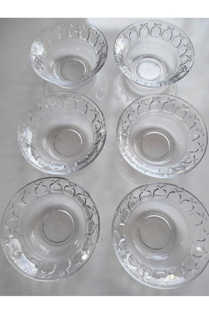 Presentation Glass Bowl Set - Snack Bowl Sauce Bowl 6-Piece Patterned Bowl Set (Diameter 10 cm)