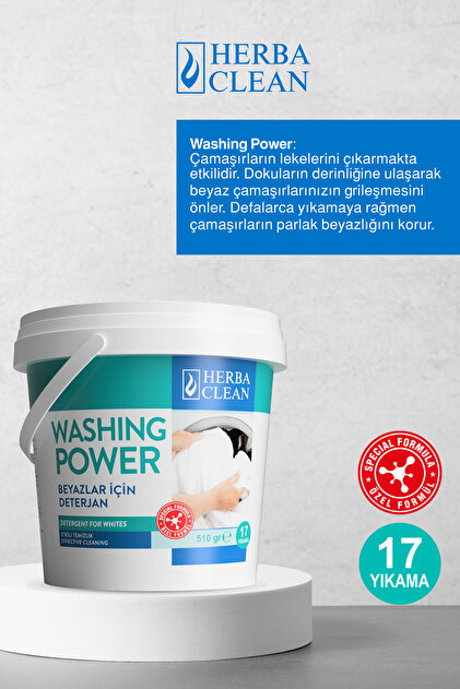 HERBACLEAN Washing Power Beyazlar İçin Toz Leke Çıkarıcı 510 Gr