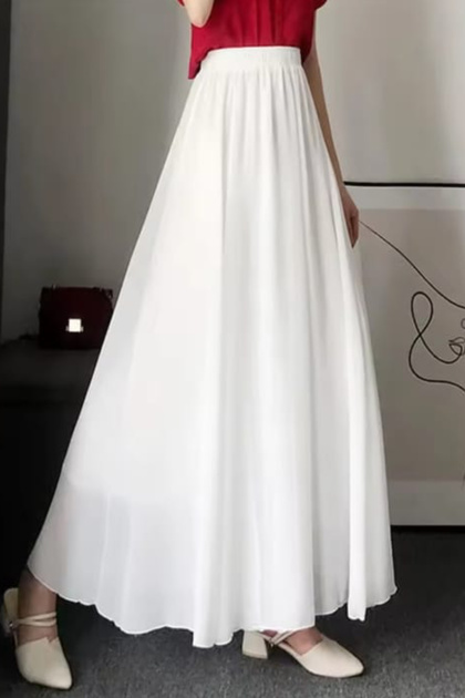 Long Skirt Flared Skirt Maxi Skirt Elastic Waist Hijab Full Lycra Skirt