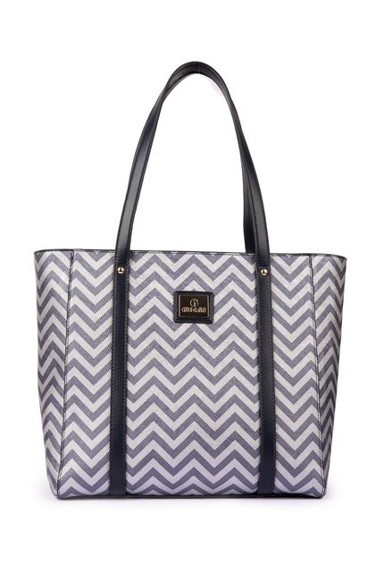 Karen Hand and Shoulder Bag Navy Blue Zigzag