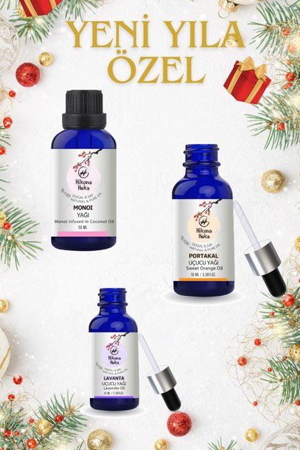 New Year's Set of 3 Monoi Oil Cold Pressed 50ml Orange Essential Oil 10ml Lavender Essential Oil 10ml 100% Pure