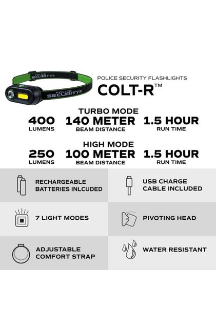 مصباح أمامي قابل لإعادة الشحن من Colt-R بقوة 400 لومن