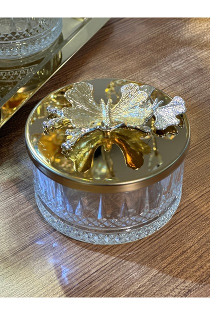 pırıltı home 3'LÜ TEPSİLİ GOLD DRAJELİK-SUNUMLUK-BAHARAT TAKIMI