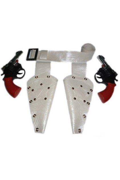Unisex Çocuk Beyaz Kovboy Kemer ve Tabanca Kılıfı