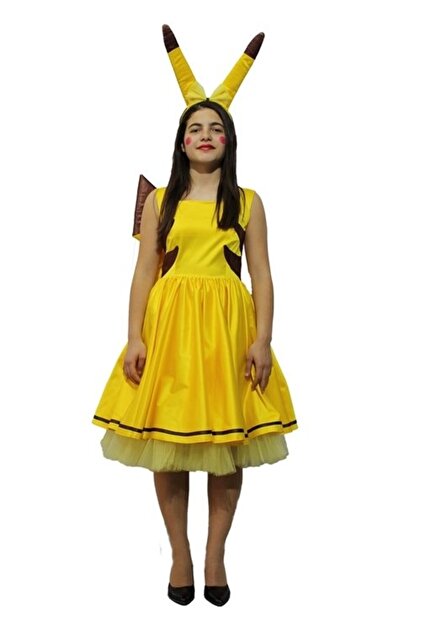 yellow dress for pikachu costume Womens Halloween Fancy Pokemon Cosplay Cartoon UK this knee Adult Pikachu Tutu Costume -