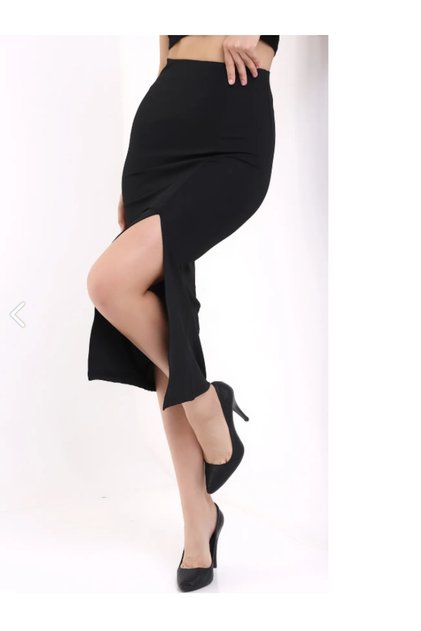 Women's Black Slit Detailed Long Midi Length Tight Pencil Skirt 4 Seasons