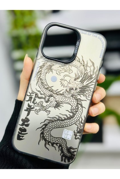 iPhone 16 Promax Metallic Electro Dragon Design Silicone Case