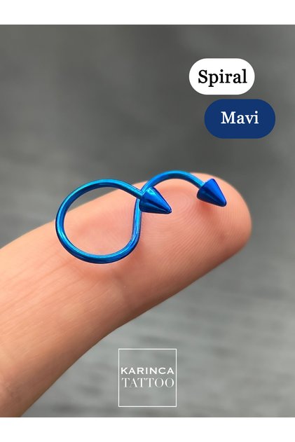 S Kıvrımlı Spike Lacivert Kulak Double Helix Twist Spiral Piercing