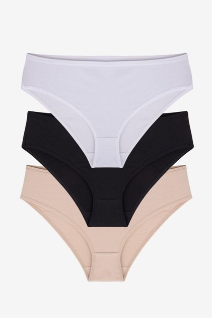 5281 Black White Skin High Waist Cotton Panties 3 Pack