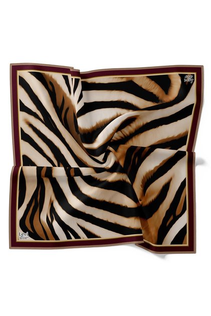 Zebra Print Brown Silk Twill Scarf