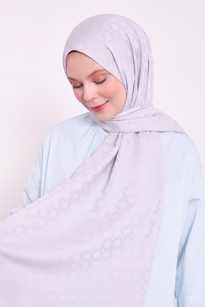 Silver Diamond Pattern Blue Jacquard Shawl