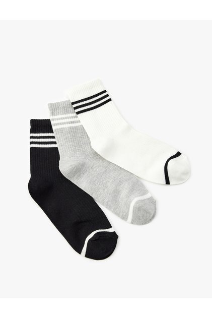 Set of 3 Striped Multicolored Tennis Socks