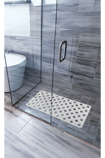 Banyo Paspası Beyaz Silikon Kaymaz Vakumlu Duş Paspası
