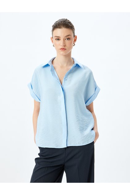 Viscose Fabric Classic Lapel Short Sleeve Shirt