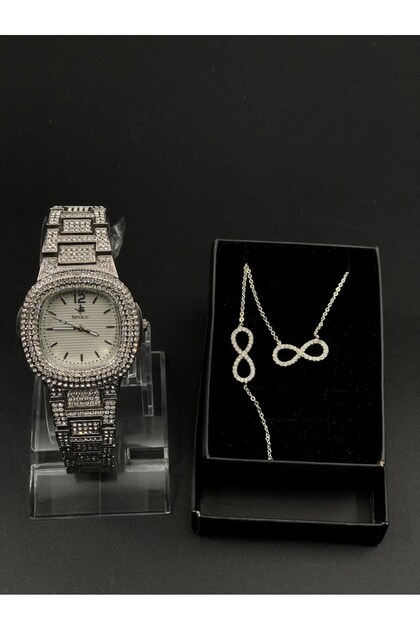 Stylish Design Zircon Stone Wristwatch Including Bracelet and Necklace Mother's Day Birthday Gift Valentine's Day