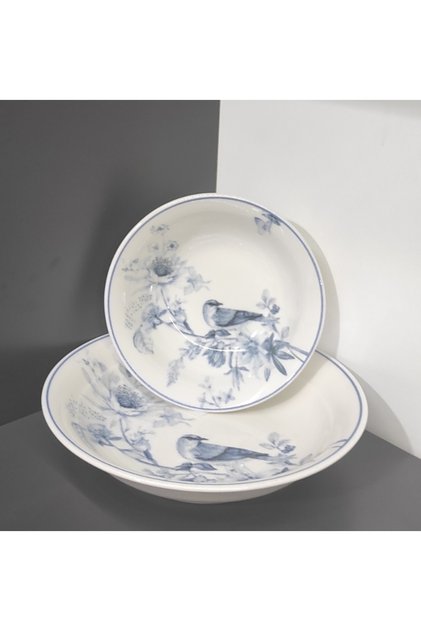 Porcelain Bird 12-Piece 6-Person Plate Set (PLATE&BOWL) (1 free Napoli knife)