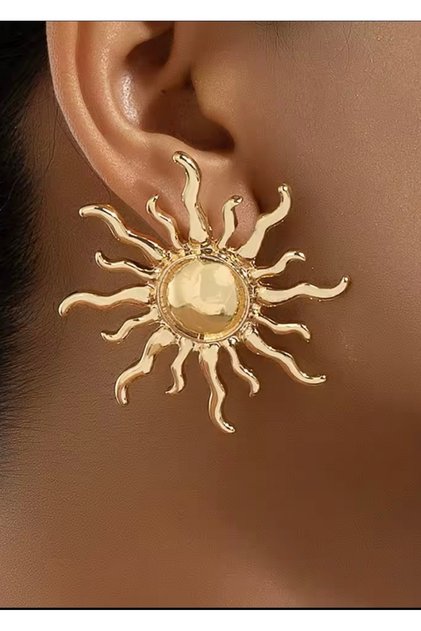 Vintage Gold Color Sun Women Earrings