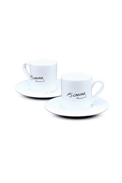Ataturk Signature Printed Turkish Coffee Cup Set of 2