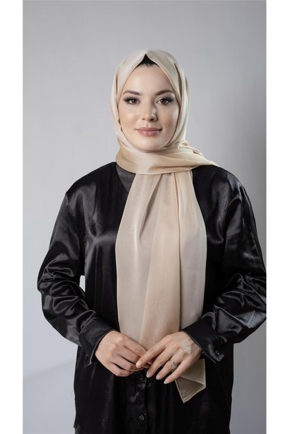 Milk Coffee Plain Classic Shawl Chiffon Fabric Janjan Evening Dress 202108_26