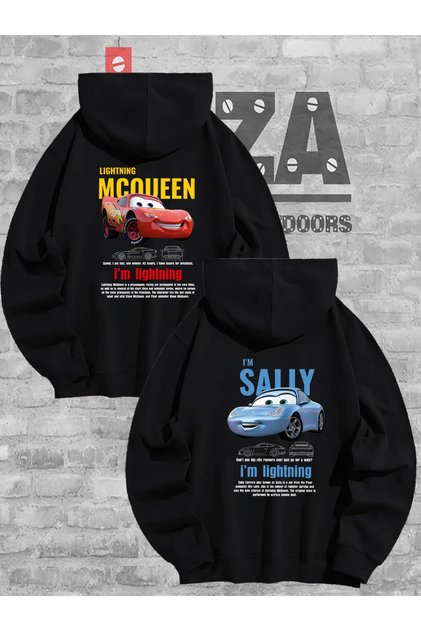 Kadın Erkek McQueen Sally SIRT Baskılı Sevgili Çift Kombini Tasarım Kapüşonlu Sweatshirt 2li Takım