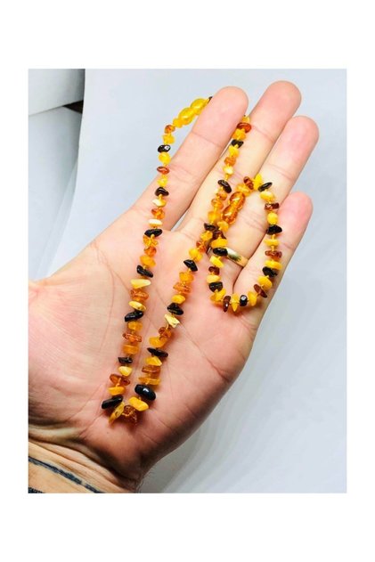 Unisex Bebek Sarı Kolye Bileklik Seti Orijinal Sertifikalı