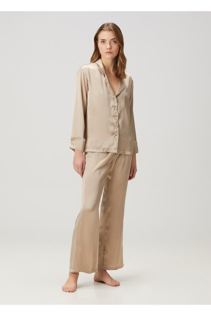 100% Pure Silk Pajama Set – Solid Series (Mink)