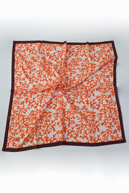 Patterned Moss Crepe Scarf - Orange