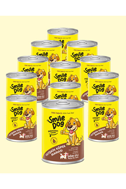 smileママ SMILE Dog Konserve Yetişkin Köpek 400gr Sığır Etli Mama 12'li