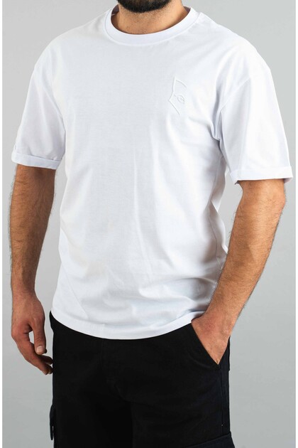 Men's Custom White T-Shirt Basic Semi-Oversize Plain Printed