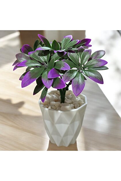 Lilac Home Yapay Çiçek Beyaz Elmas Saksıda Yeşil-Mor Flora Vita