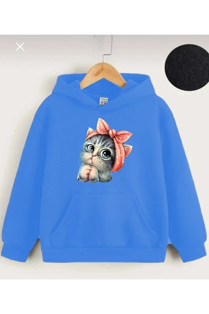 Hanorac cu glugă cu imprimeu Sweet Cat
