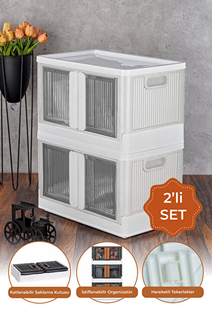 Vienev Çok Amaçlı Istiflenebilir Katlanır 2'li Beyaz Düzenleyici