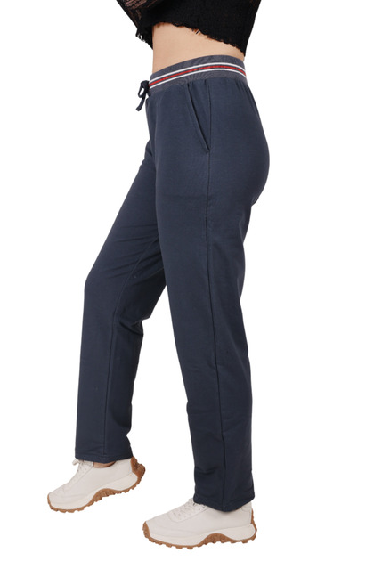 Anthracite Color Cotton Fabric Women's Ribbed Waist Sweatpants (with Large Size Option)