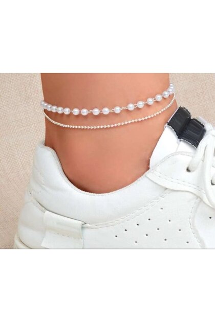 Chain Anklet with Two Pearls to Complete Your Elegance
