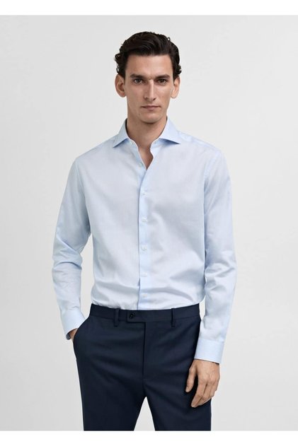 Slim fit ince çizgili gömlek