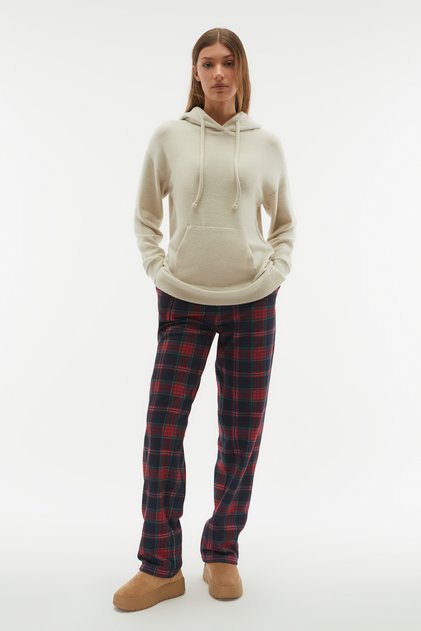 Women's Red Plaid Tie-Waist Sweatpants