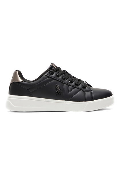 Women's Black Low-Top Sneakers - Fashionable Lace-Up Style, Perfect for Everyday Casual Outfits