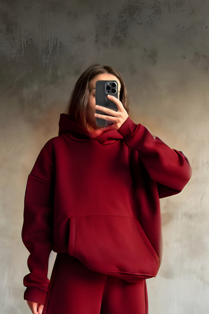 İçi pamuklu bol kalıp sweatshirt
