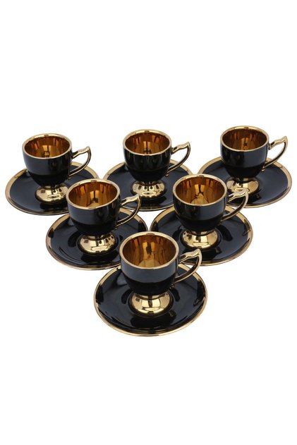 A set of black Turkish coffee cups with a gold base, 12 pieces