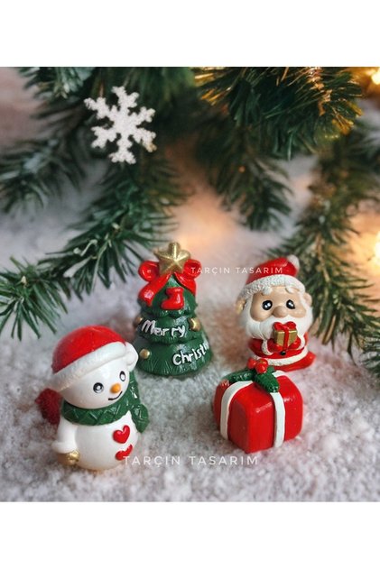 4'lü Mini Yılbaşı Seti,yılbaşı Hediyesi,(5*5 CM)(YILBAŞI AĞACI,NOEL BABA,HEDİYE PAKETİ,KARDAN ADAM)
