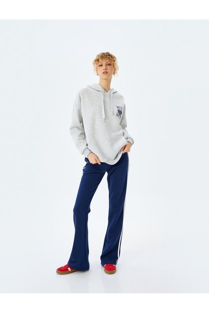 Raised Kangaroo Pocket Hooded Oversize Sweatshirt with Printed Back