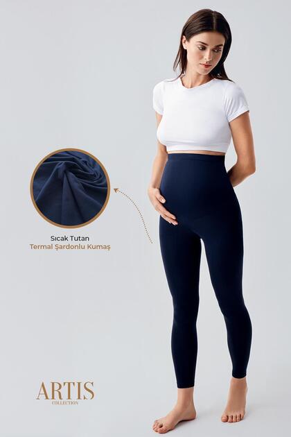 Thermal Brushed Inside Warm Stretchy Adjustable-Waist Winter Maternity Leggings T10