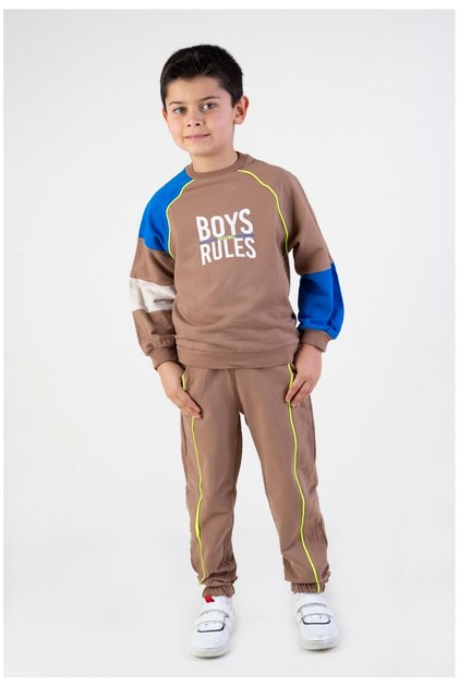 Boy's Boys Rules Printed Knitted Basic Tracksuit Set