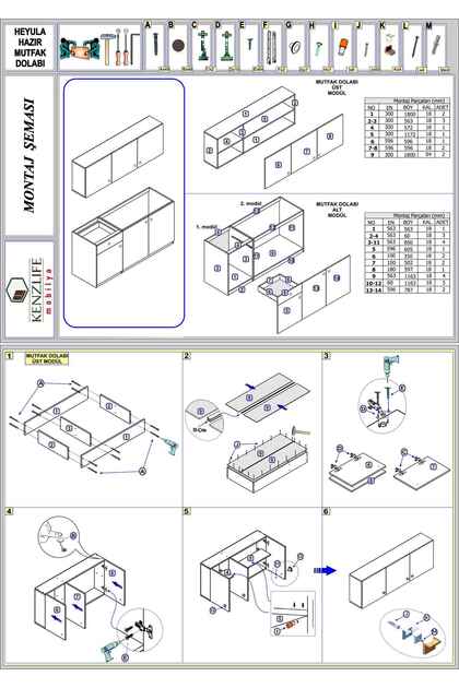 Kenzlife Hazır Mutfak Seti Heyula Byz 180 Cm Genişlik Üst